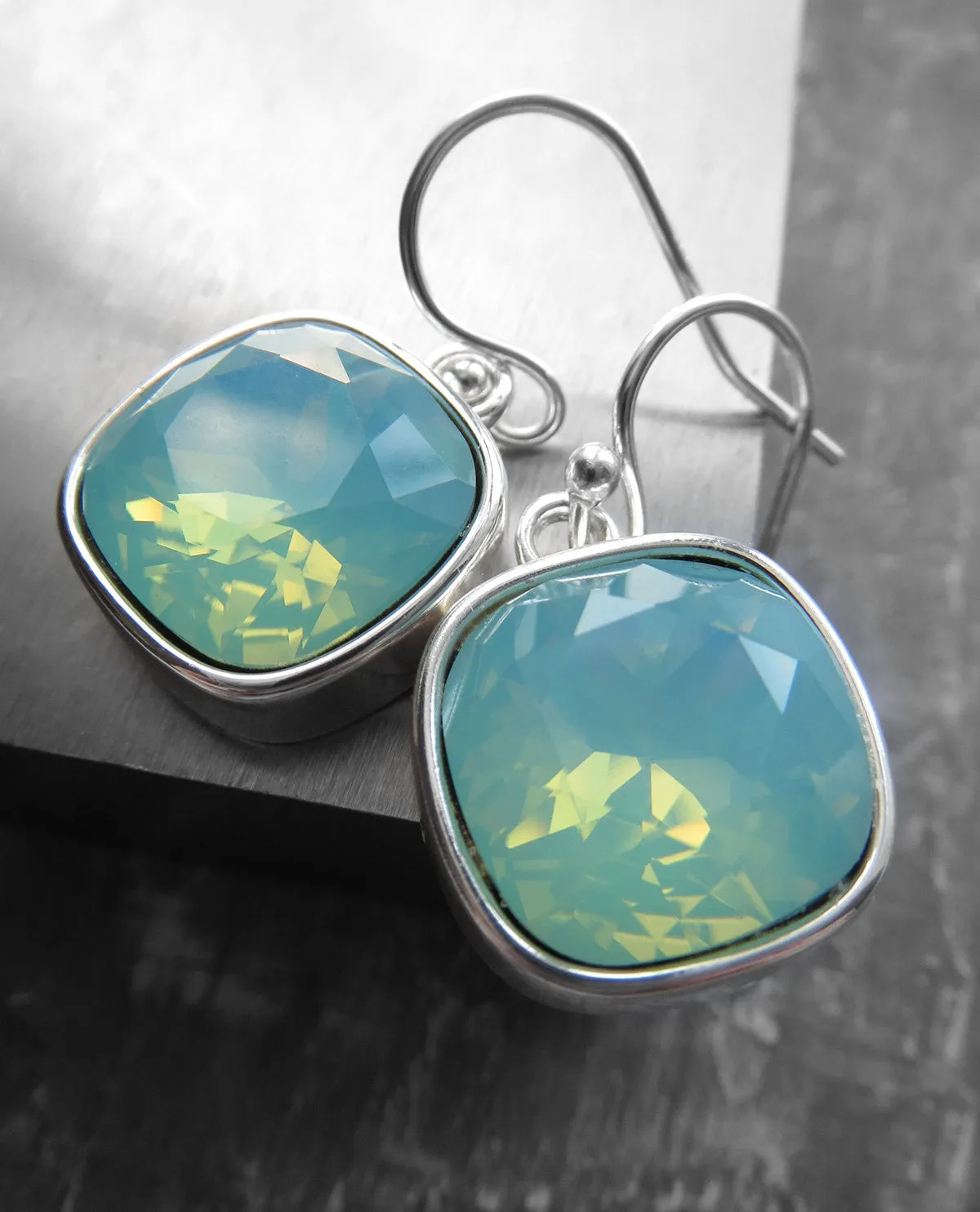 Seafoam Ghost - Mint Seafoam Crystal Earrings