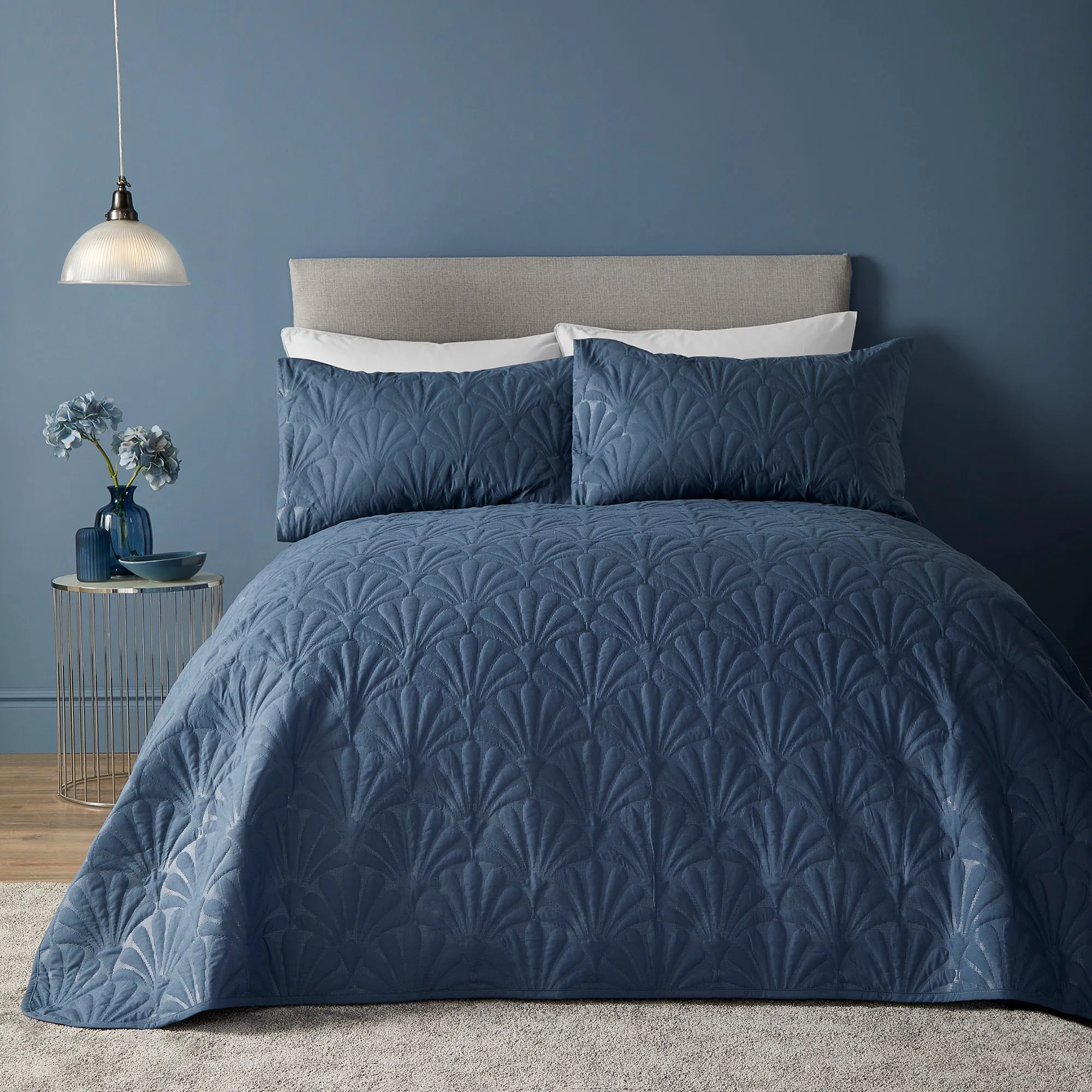 Serene Cavali Bedspread - Dark Blue