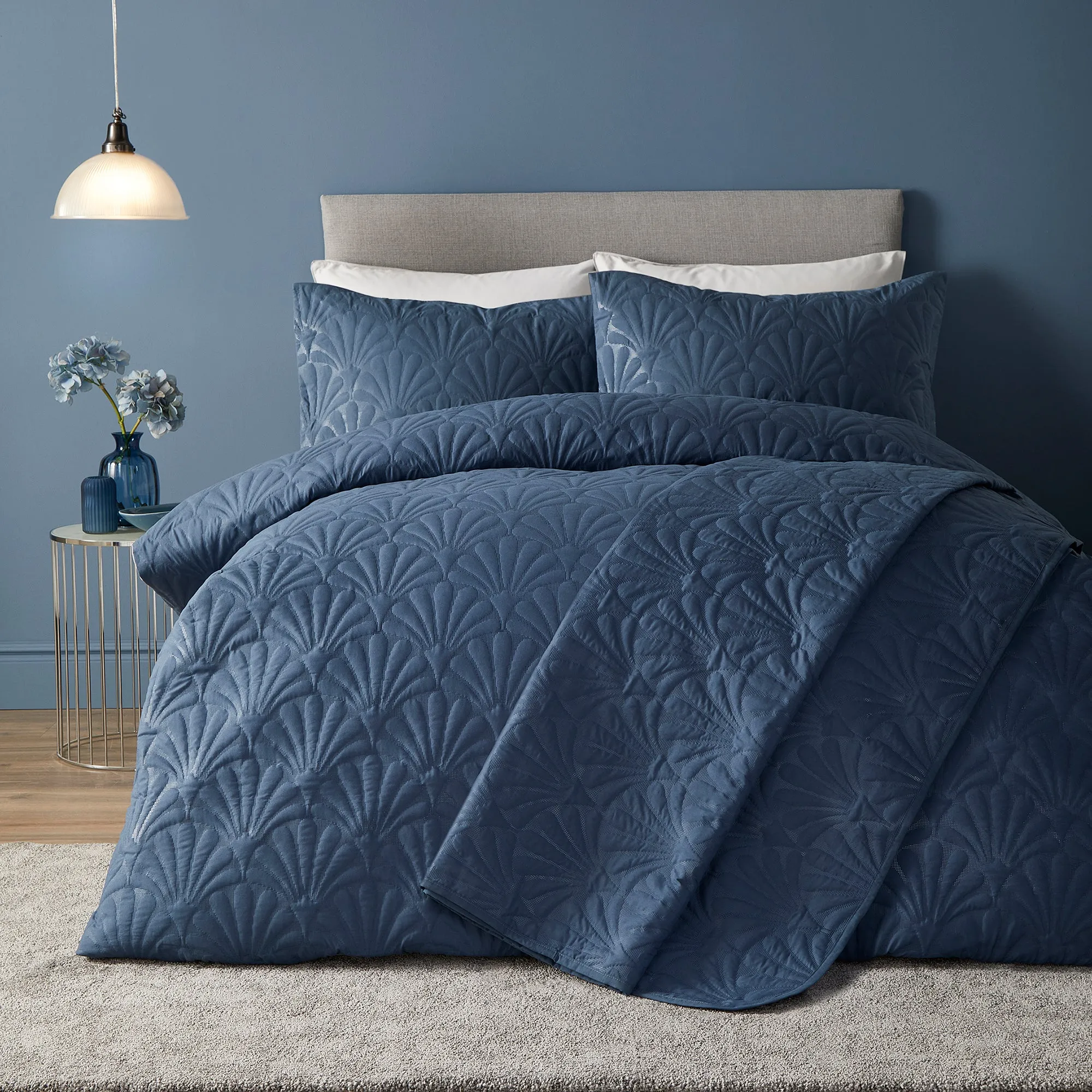 Serene Cavali Bedspread - Dark Blue