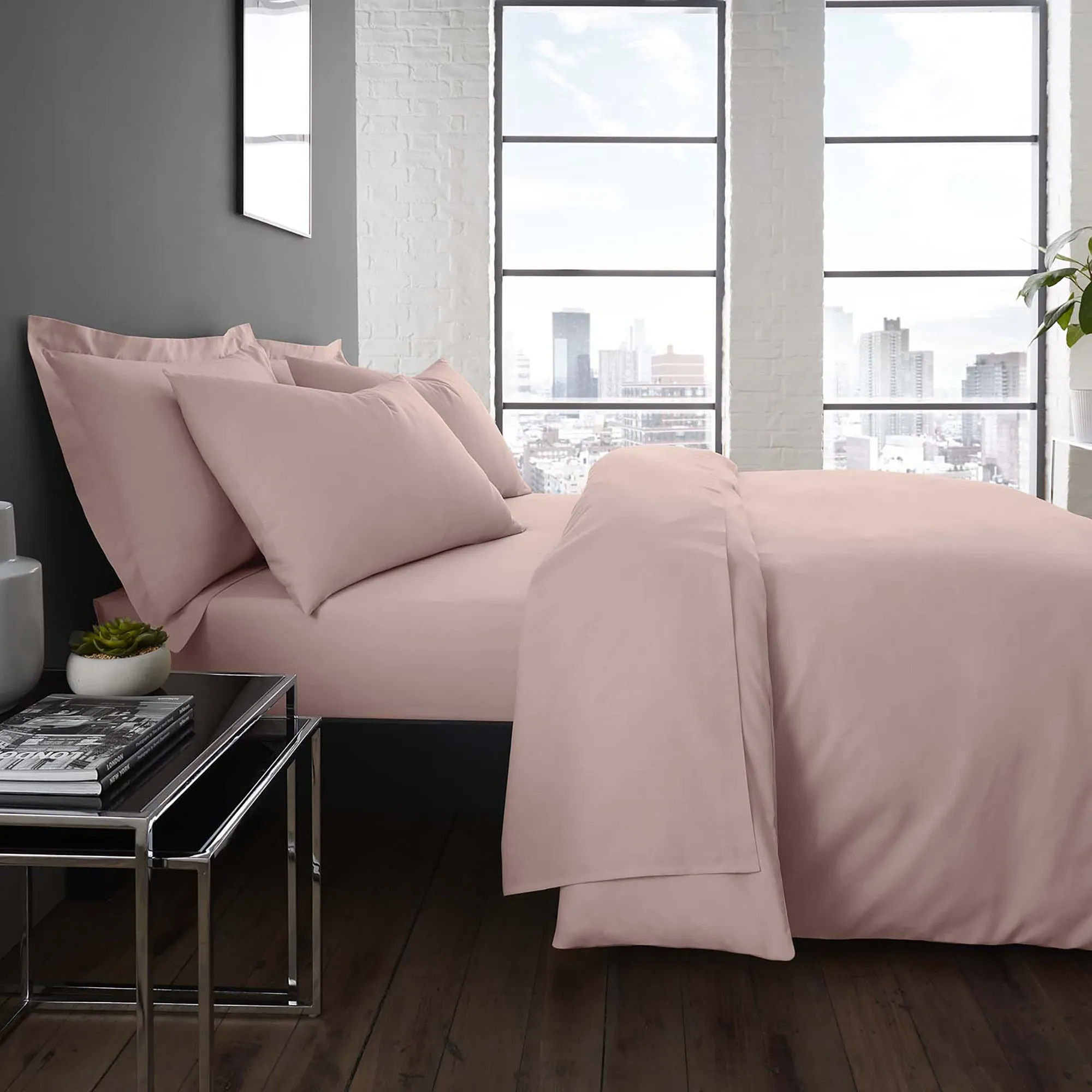 Serene Plain Dyed Fitted Bed Sheet (32cm) - Blush