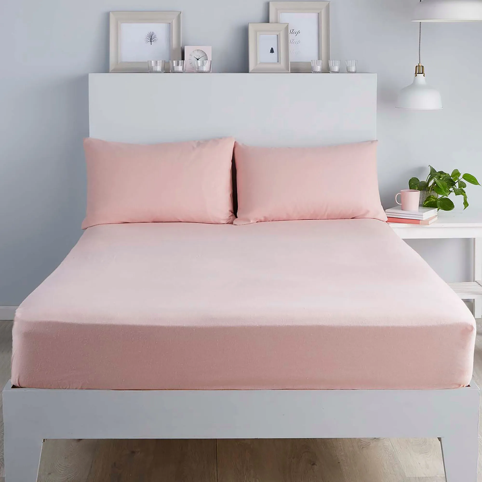 Serene Plain Dyed Fitted Bed Sheet (32cm) - Blush
