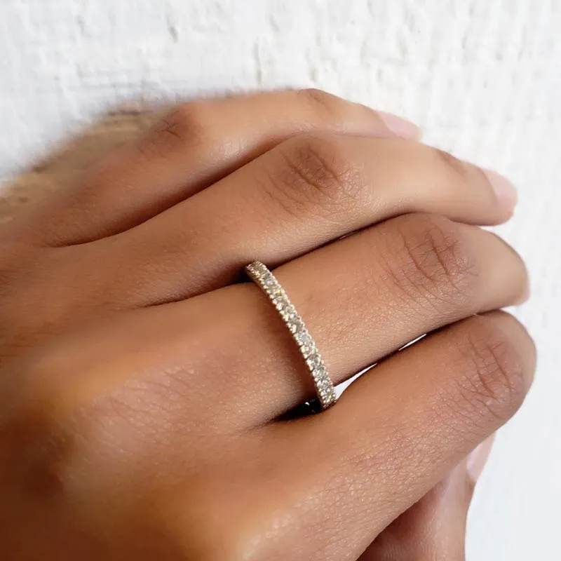 Sethi Couture Prong Band with White Diamond in White Gold