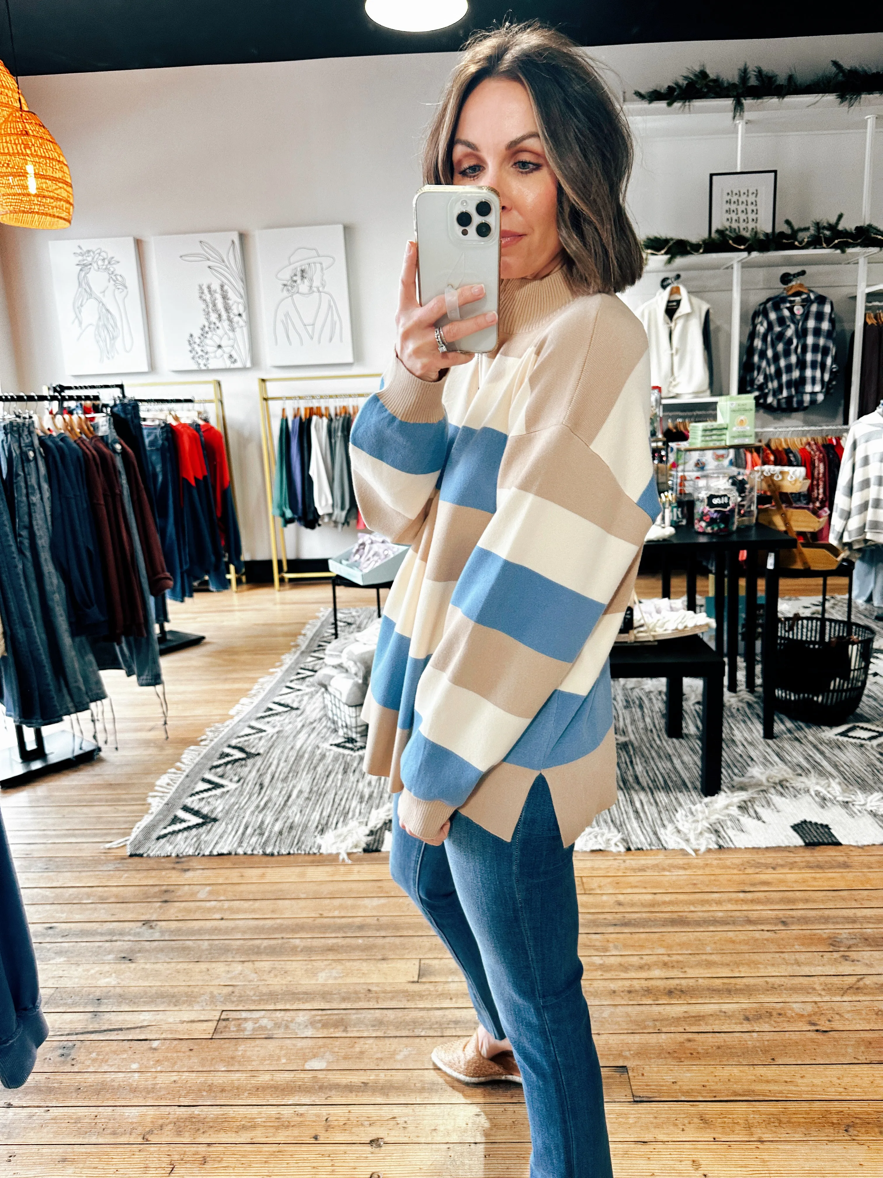 Shelly Striped Half Zip Pullover