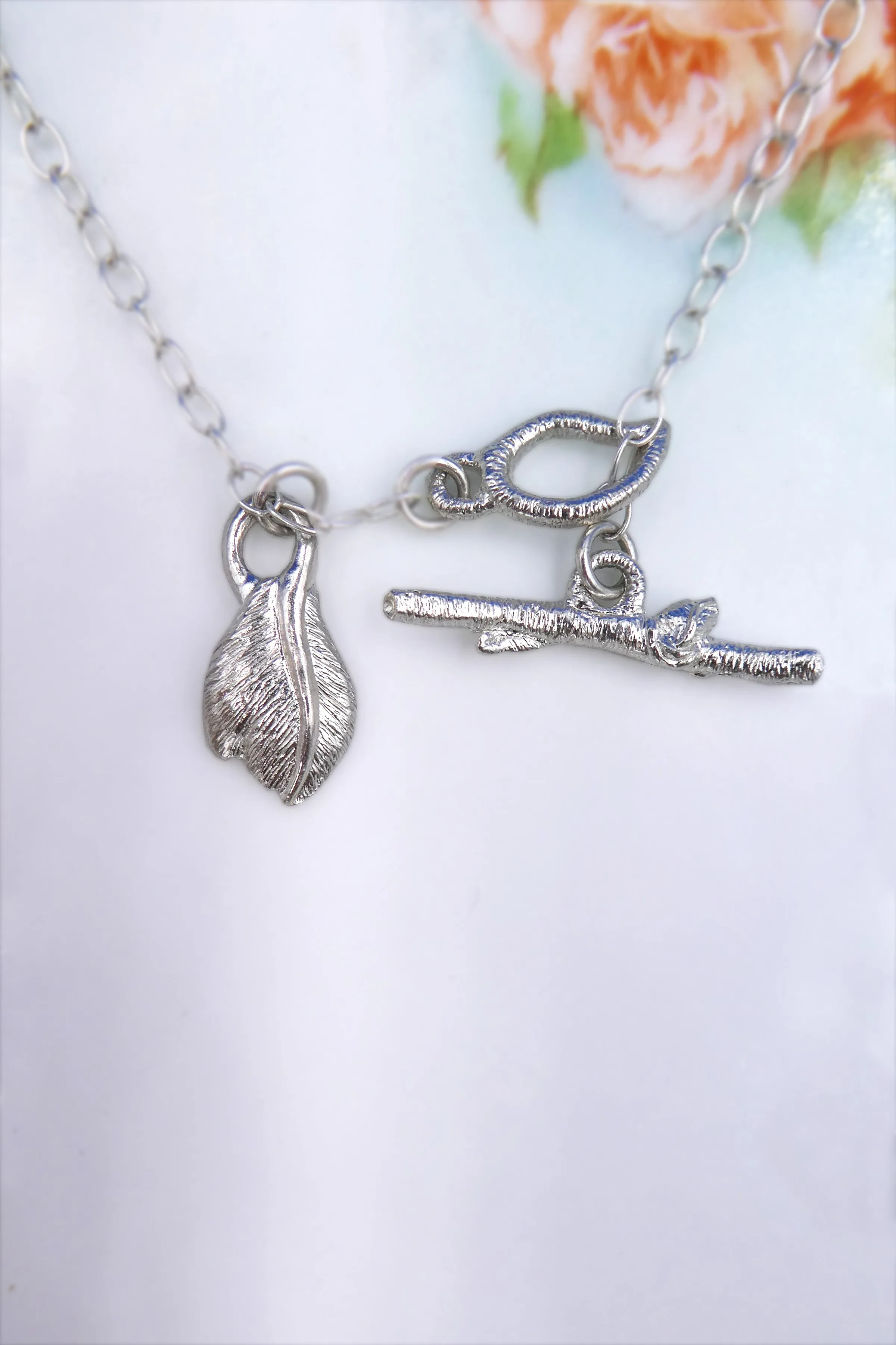 Silver Pineapple and Plumeria Necklace