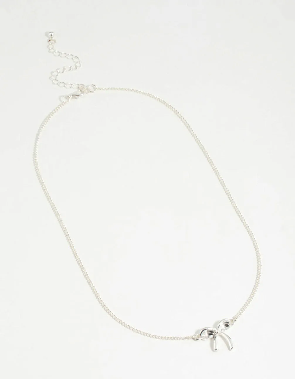 Silver Plain Bow Necklace