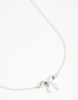 Silver Plain Bow Necklace