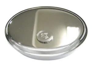 Silver Toned Etched Oval Tropical Frog On Tree Oval Trinket Jewelry Box