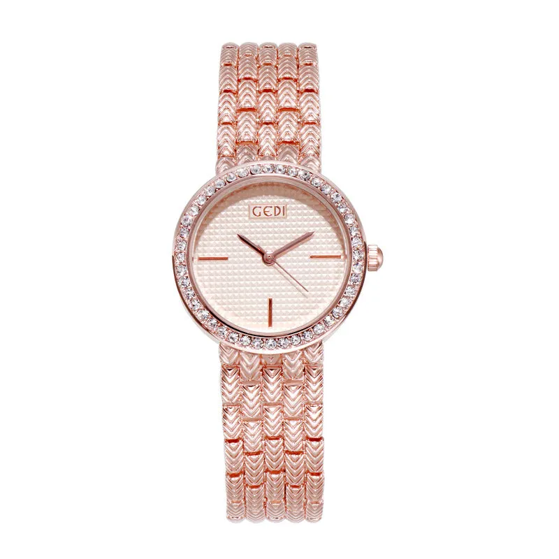 Simple Dial Diamond Frame Women's Watch