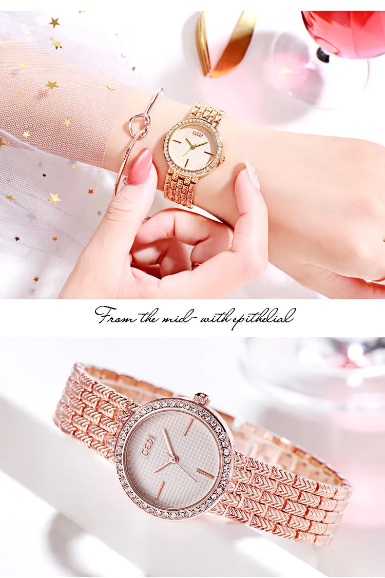 Simple Dial Diamond Frame Women's Watch