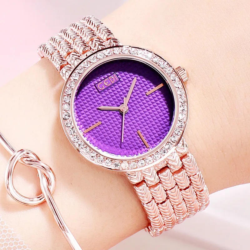 Simple Dial Diamond Frame Women's Watch