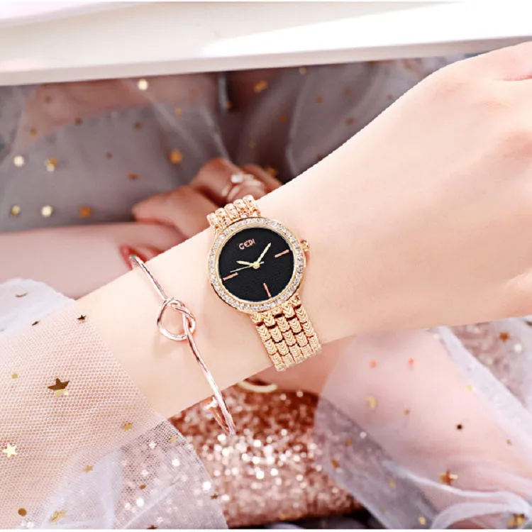 Simple Dial Diamond Frame Women's Watch