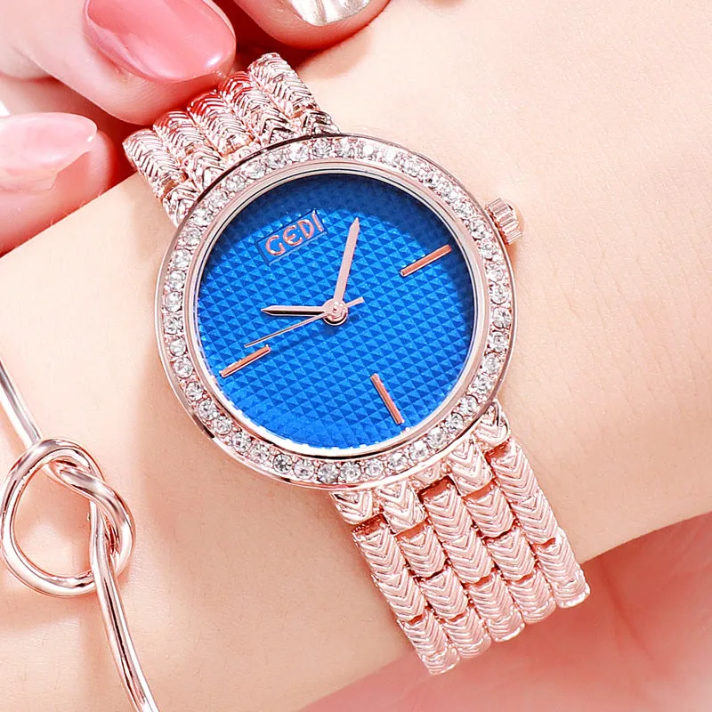 Simple Dial Diamond Frame Women's Watch