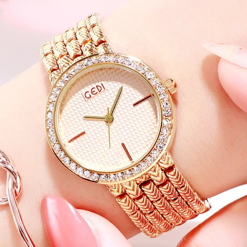 Simple Dial Diamond Frame Women's Watch