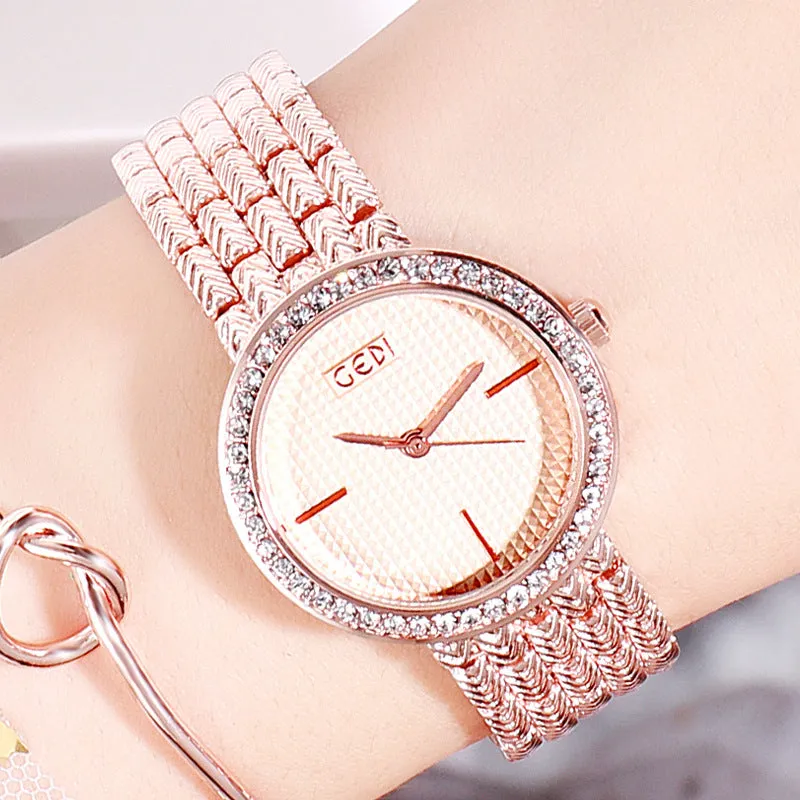 Simple Dial Diamond Frame Women's Watch