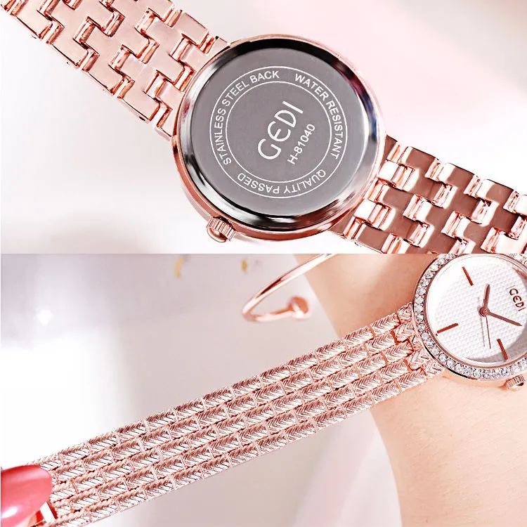 Simple Dial Diamond Frame Women's Watch