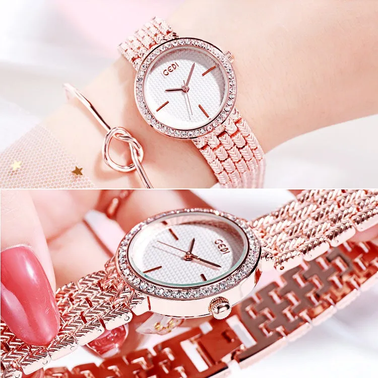Simple Dial Diamond Frame Women's Watch