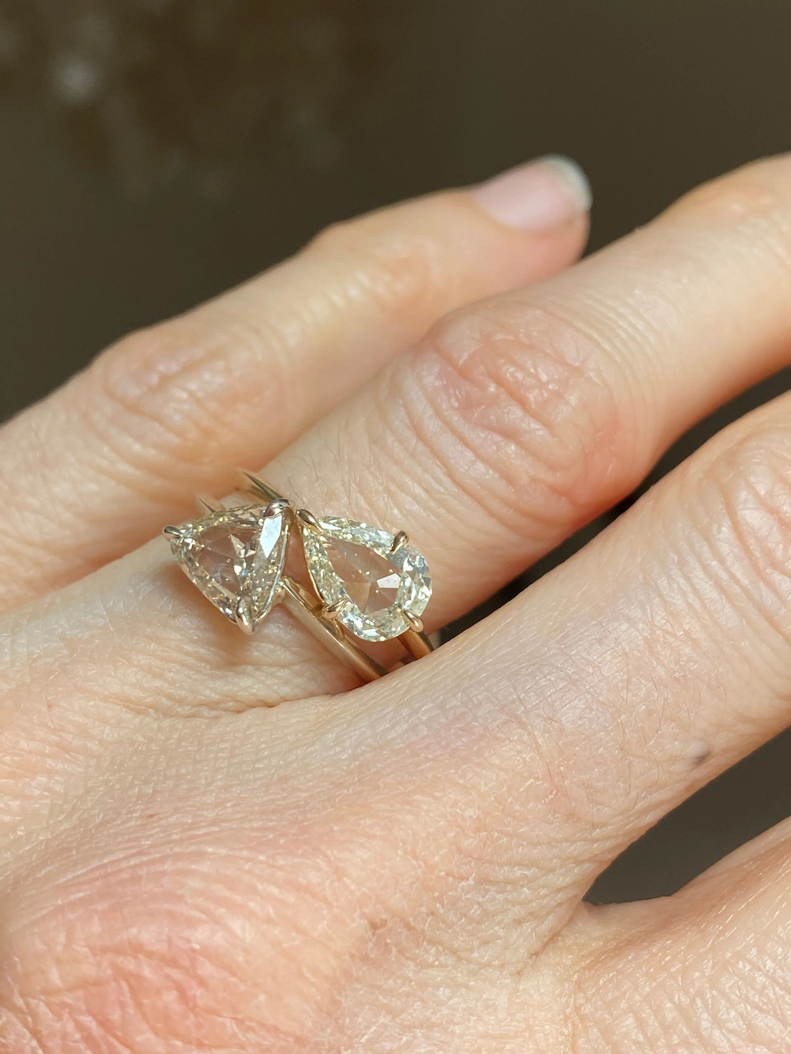 Small Pyramid Light Yellow Diamond Engagement Ring