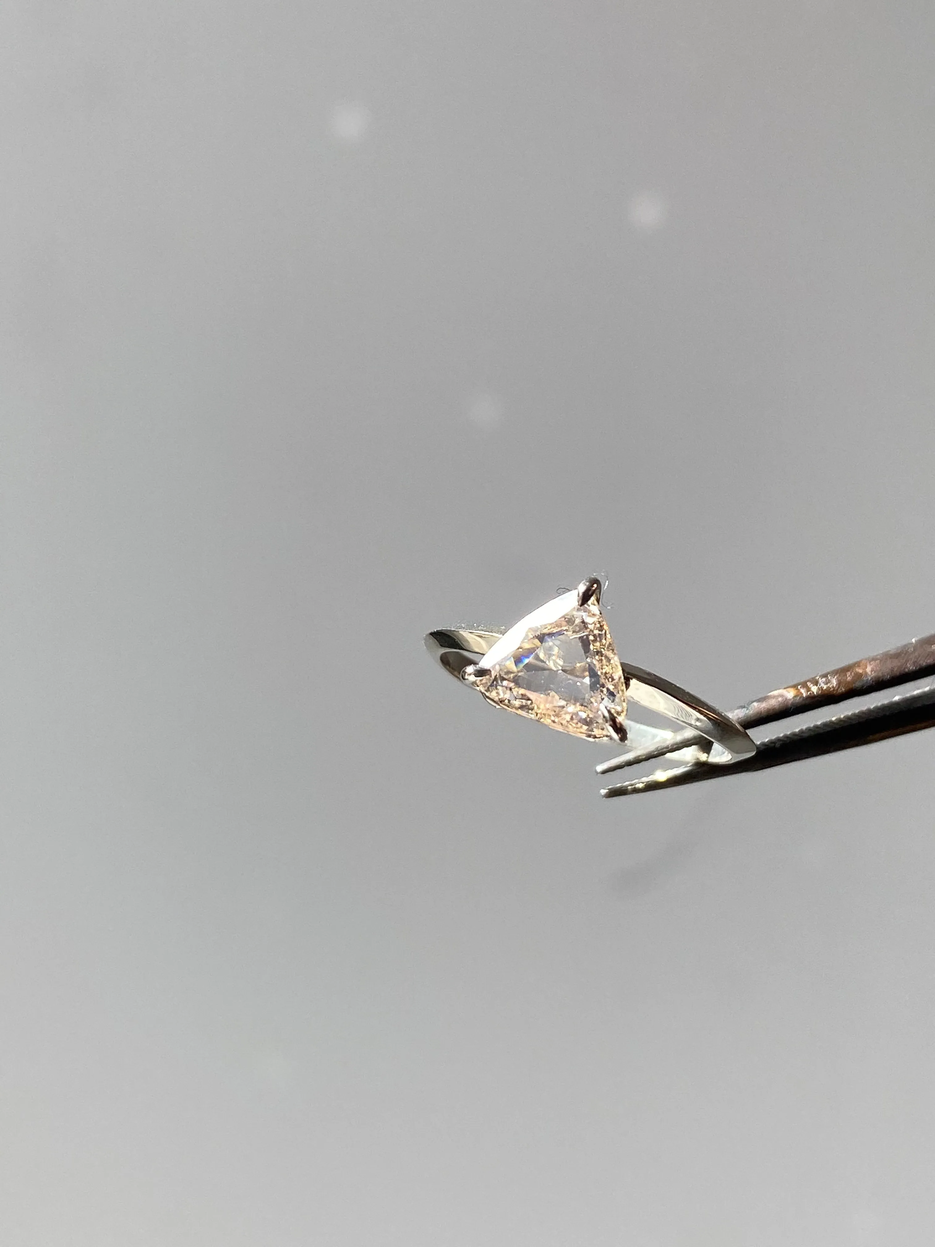 Small Pyramid Light Yellow Diamond Engagement Ring