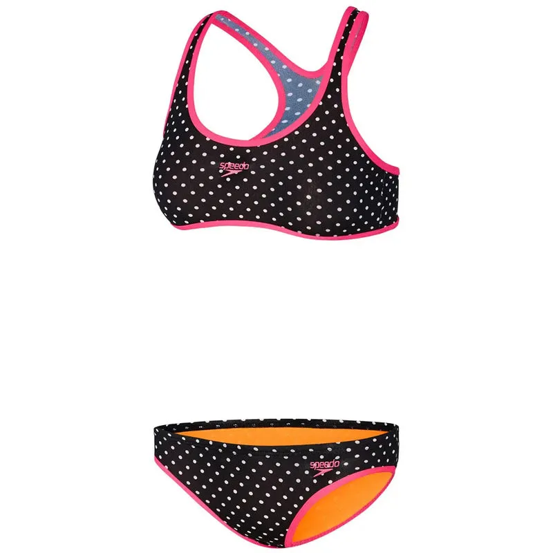 SPEEDO GIRLS DOT TO DOT CROP SET BLACK WHITE