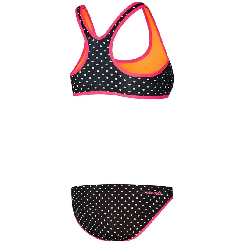 SPEEDO GIRLS DOT TO DOT CROP SET BLACK WHITE