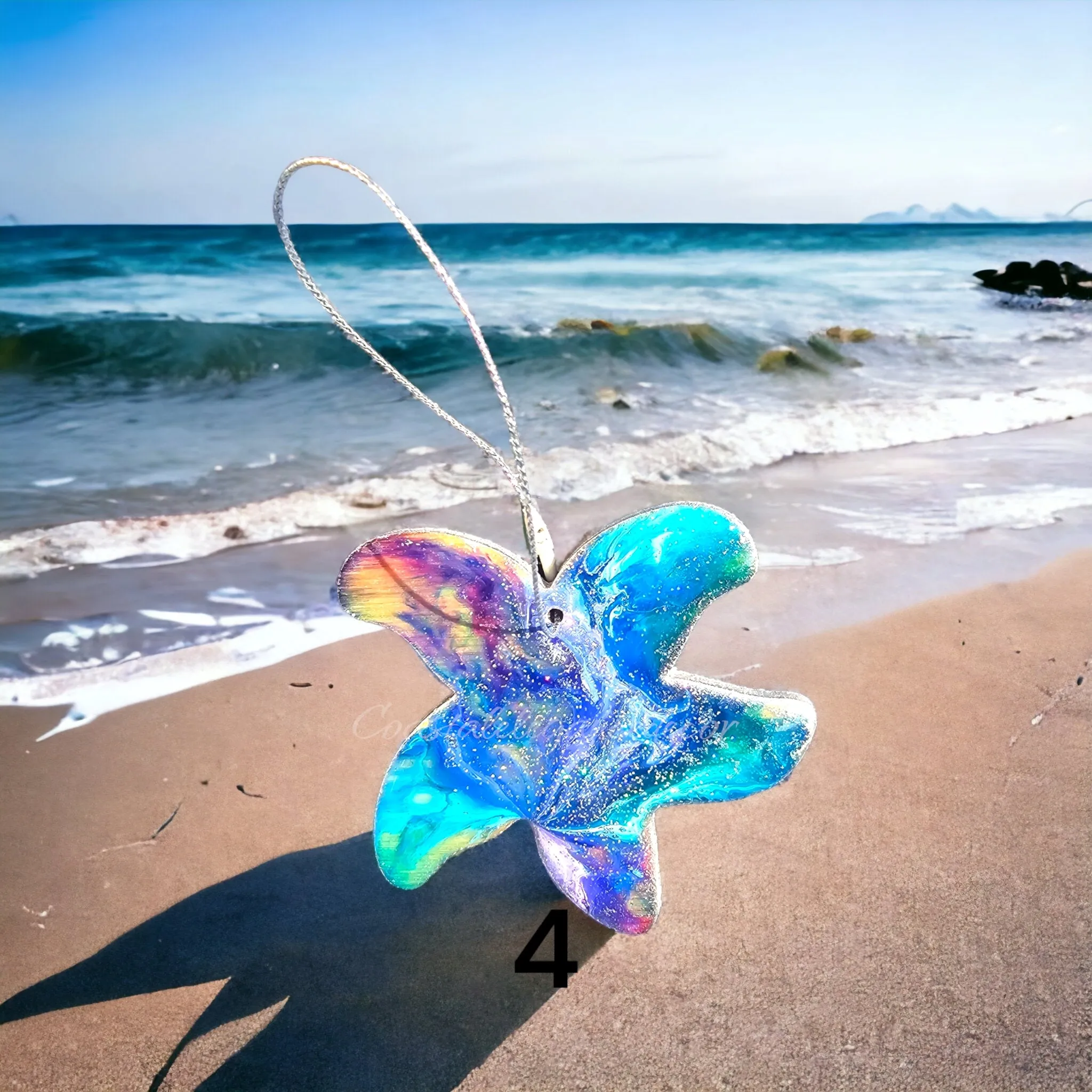 Starfish Christmas Resin and Wood Ornament