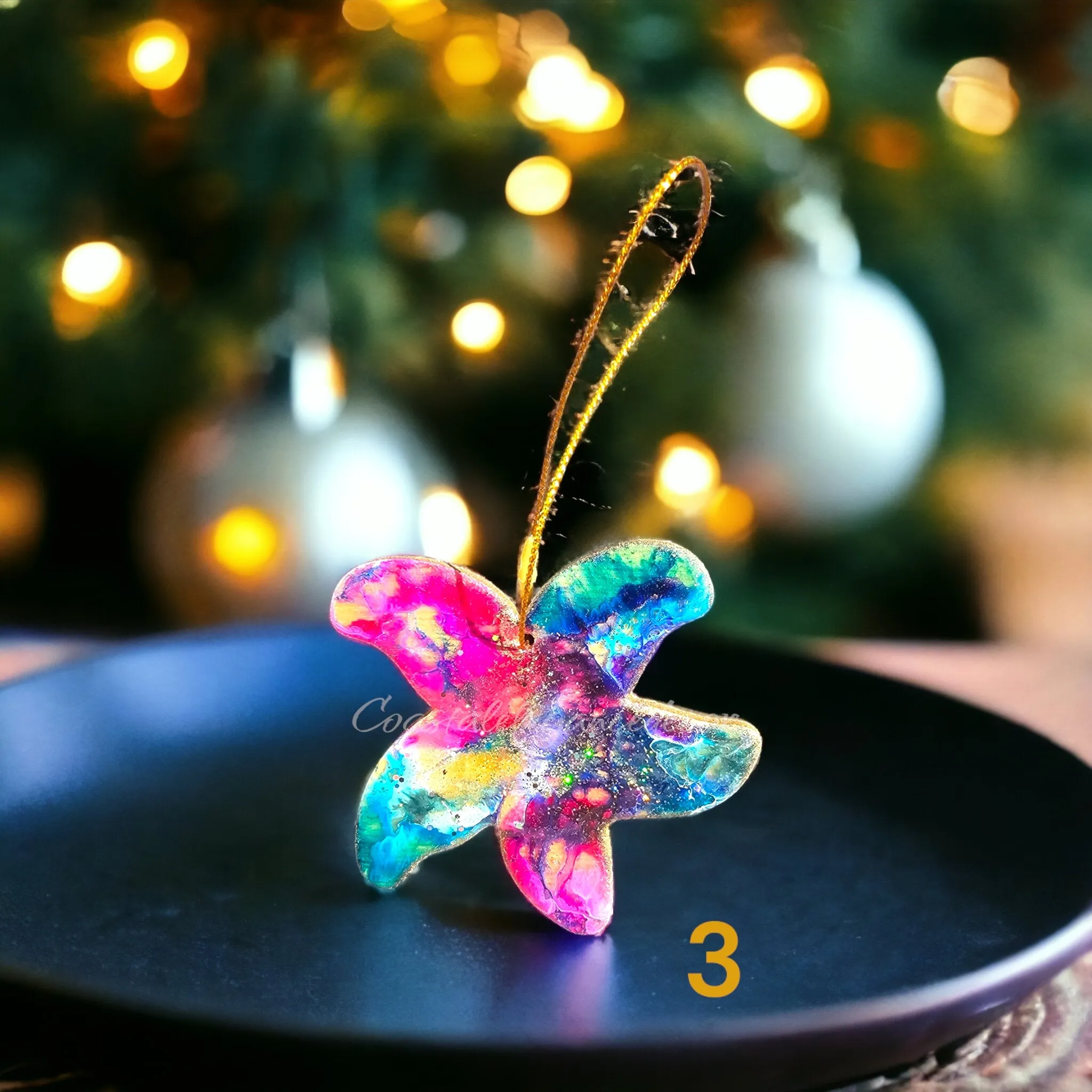 Starfish Christmas Resin and Wood Ornament