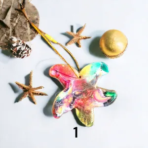 Starfish Christmas Resin and Wood Ornament