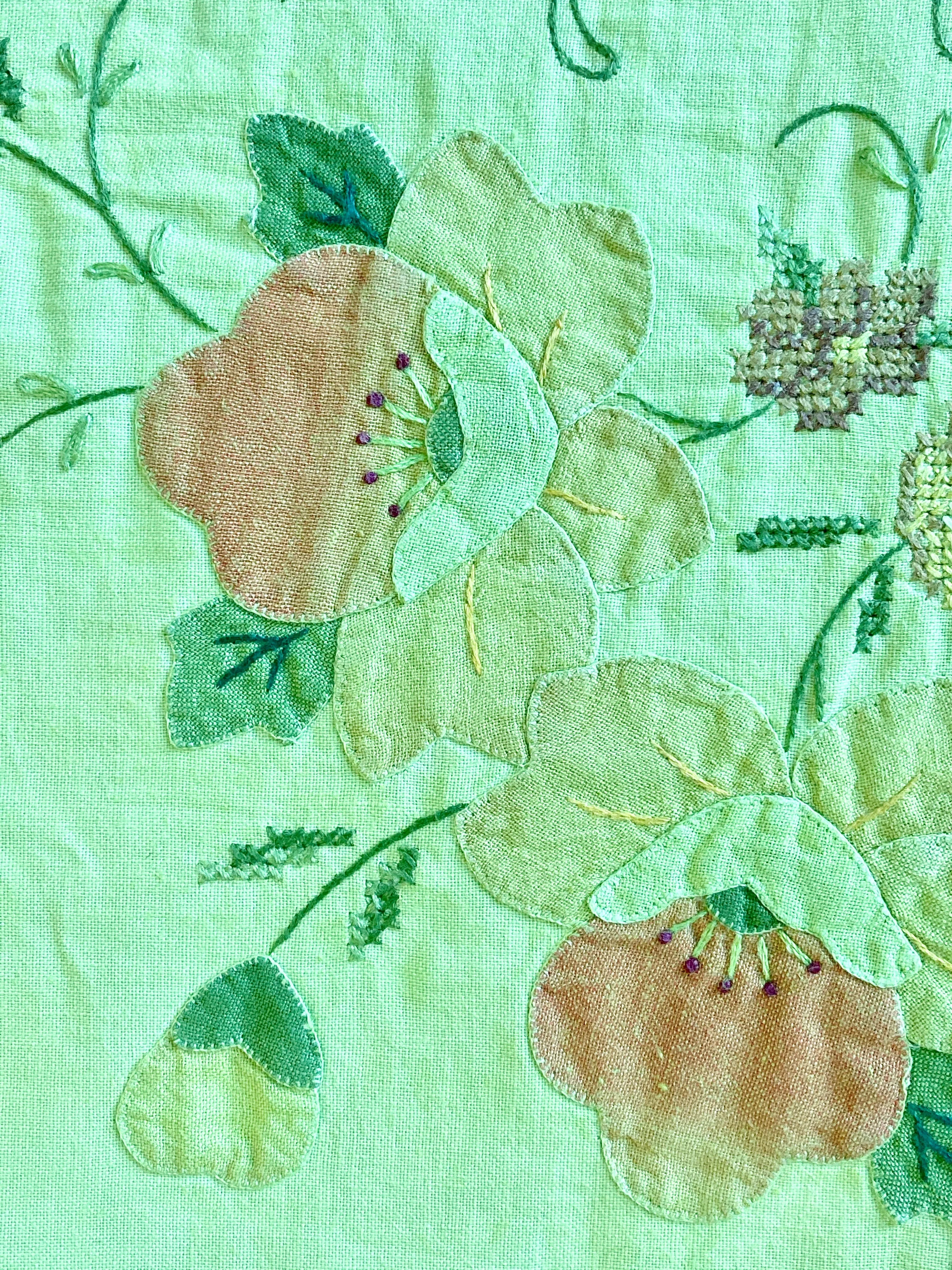 Stitched Vintage Table Cloth, Hand-Dyed