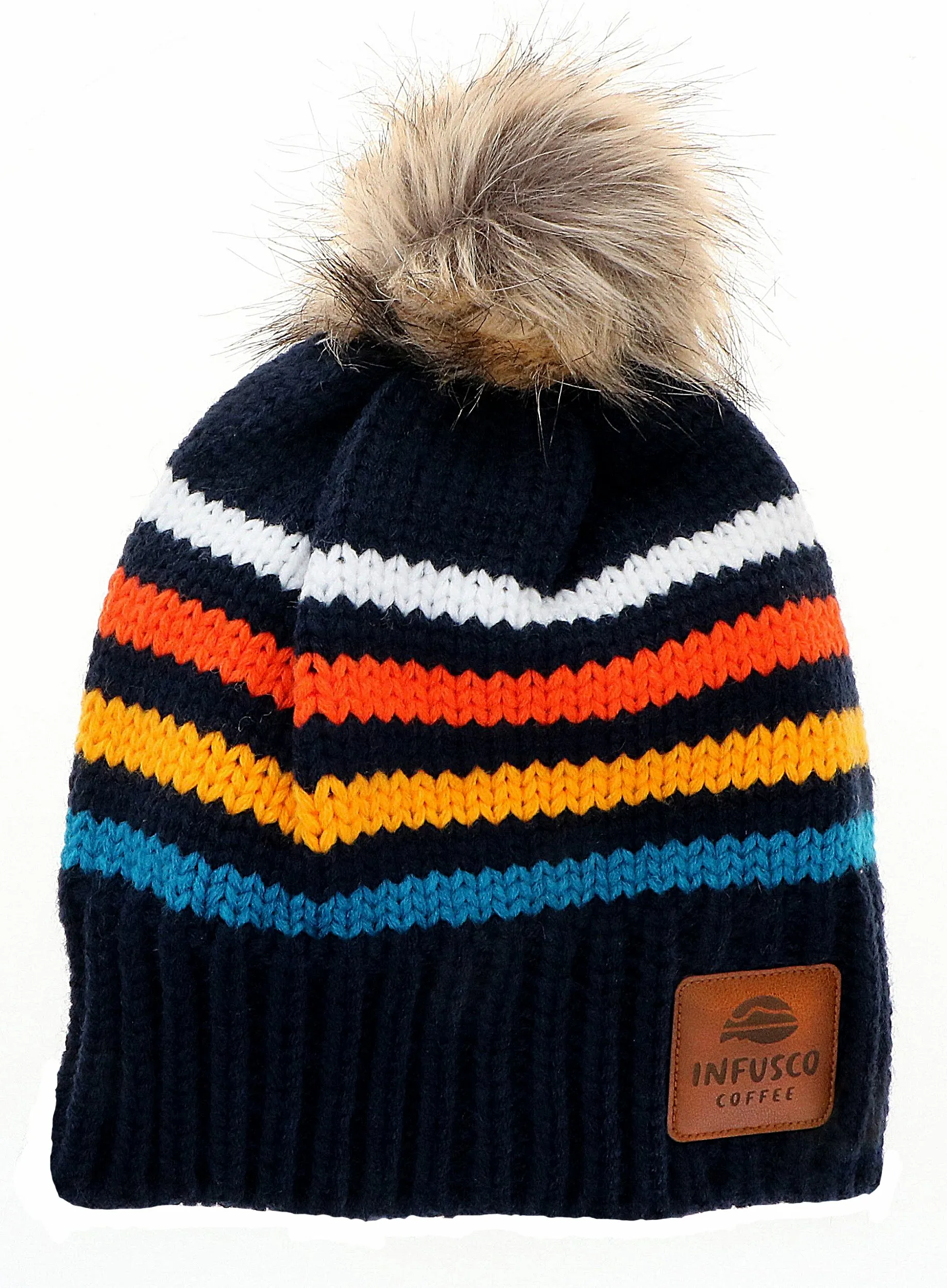Striped Pom Beanies