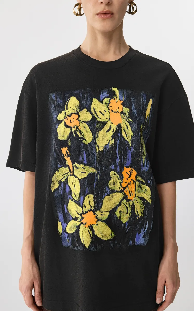 T-shirt / JNBY Hand-Painted Acrylic Floral Graphic T-shirt