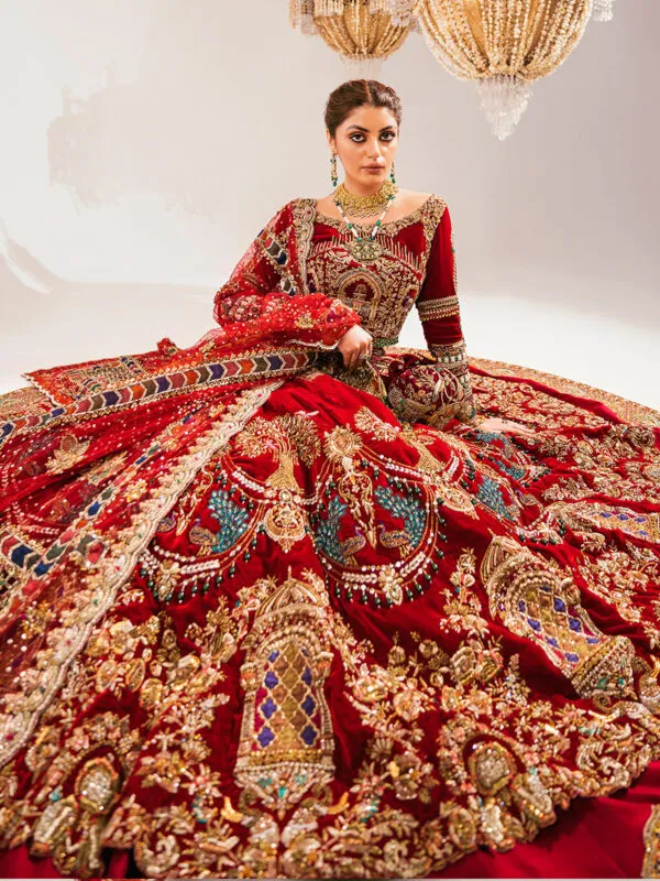 Tena Durrani Red Bridal Pishwas Lehenga Pakistani Bridal Dresses