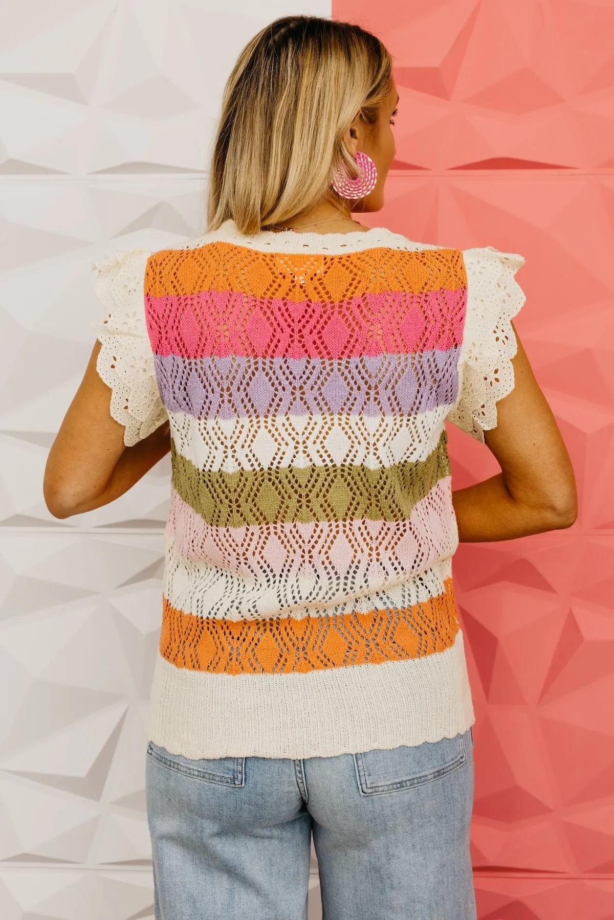The Baylee Eyelet Trim Sweater Top