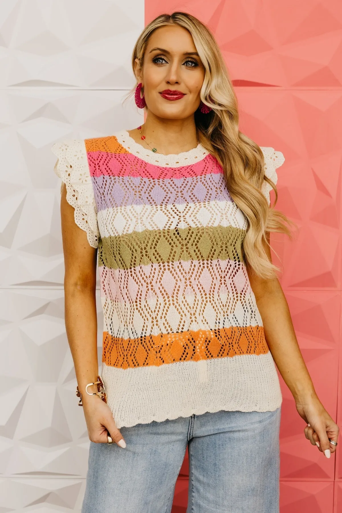 The Baylee Eyelet Trim Sweater Top