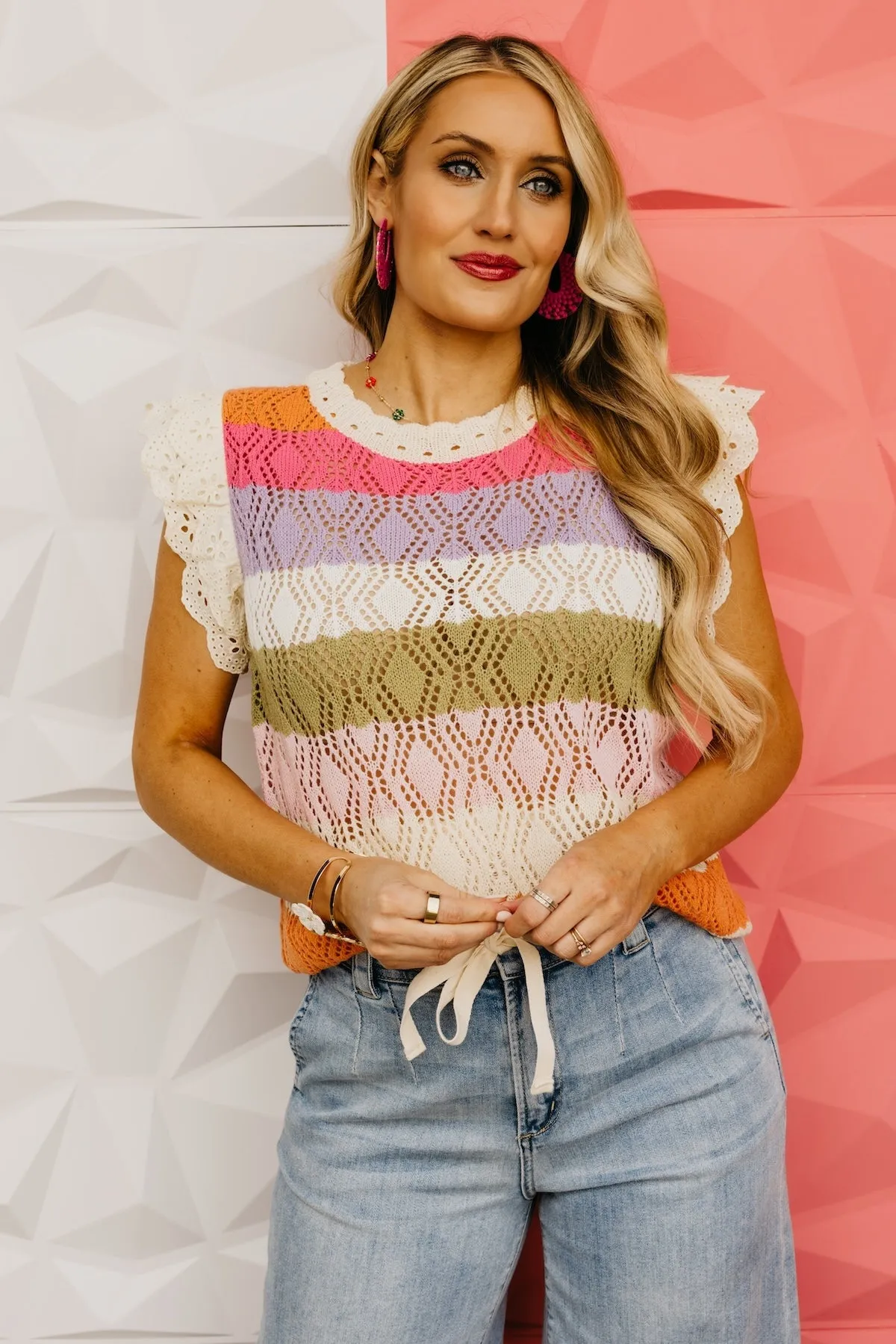 The Baylee Eyelet Trim Sweater Top