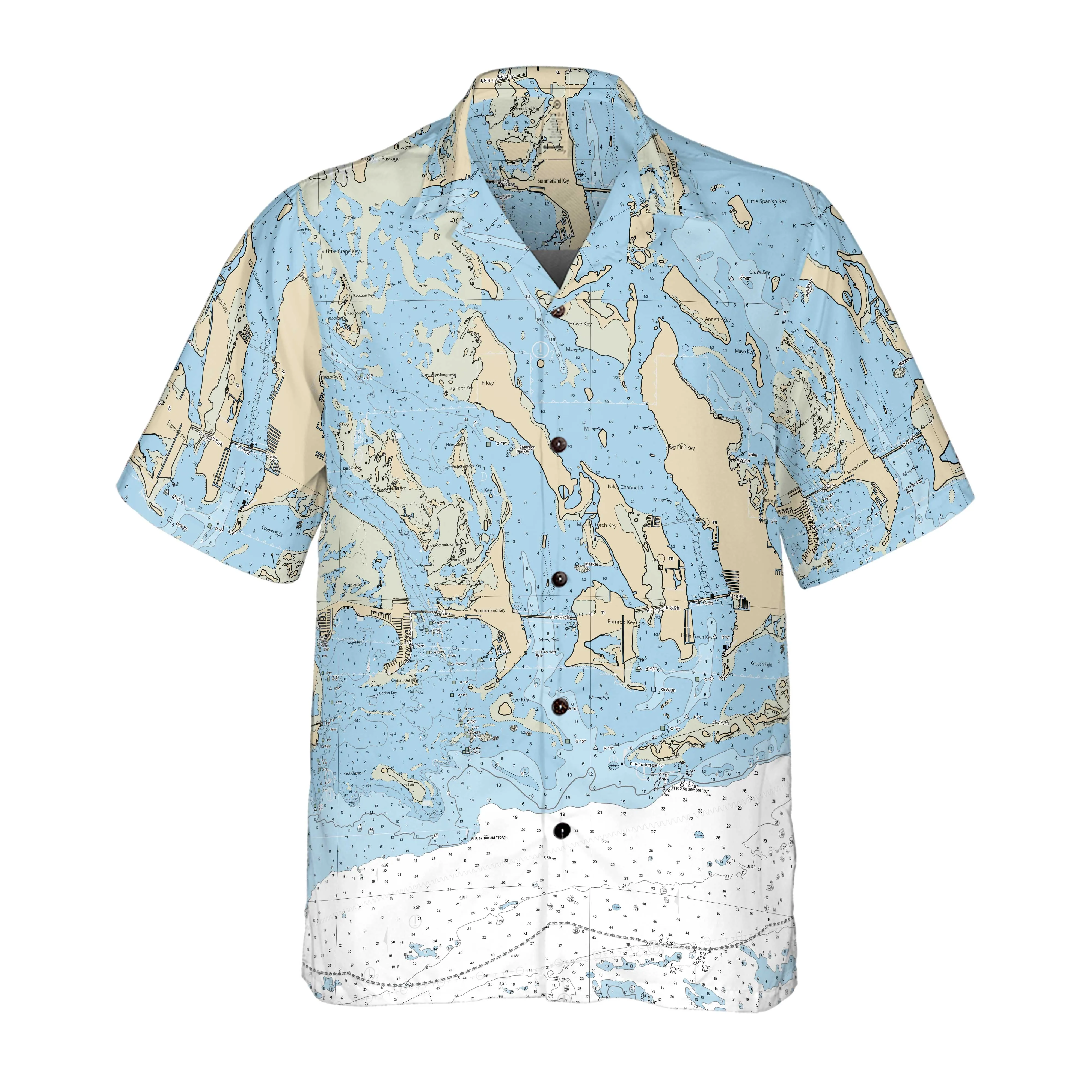 The Big Pine to Cudjoe Key Coconut Button Camp Shirt