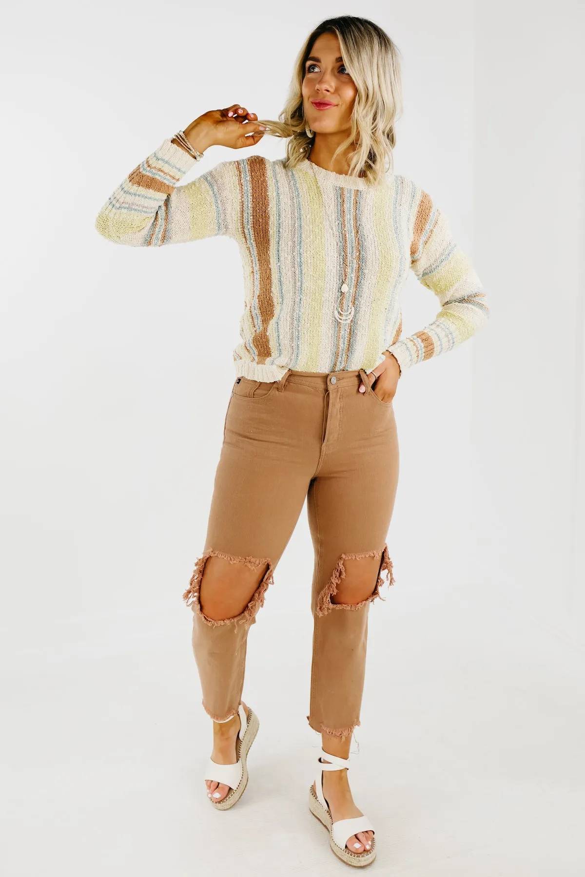 The Gabriel Textured Striped Spring Sweater - FINAL SALE