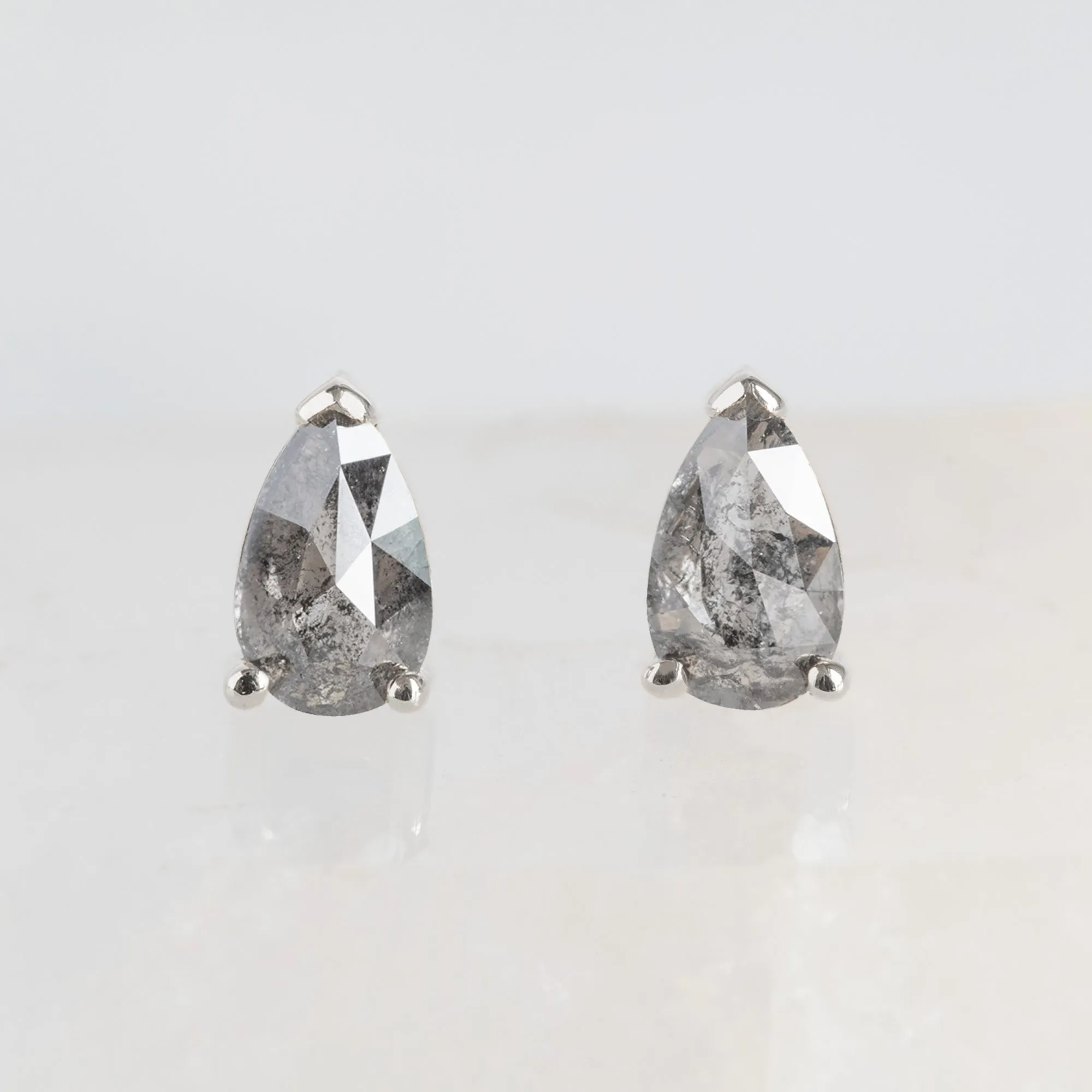 The Salt and Pepper Diamond Stud Earrings | 10K White Gold