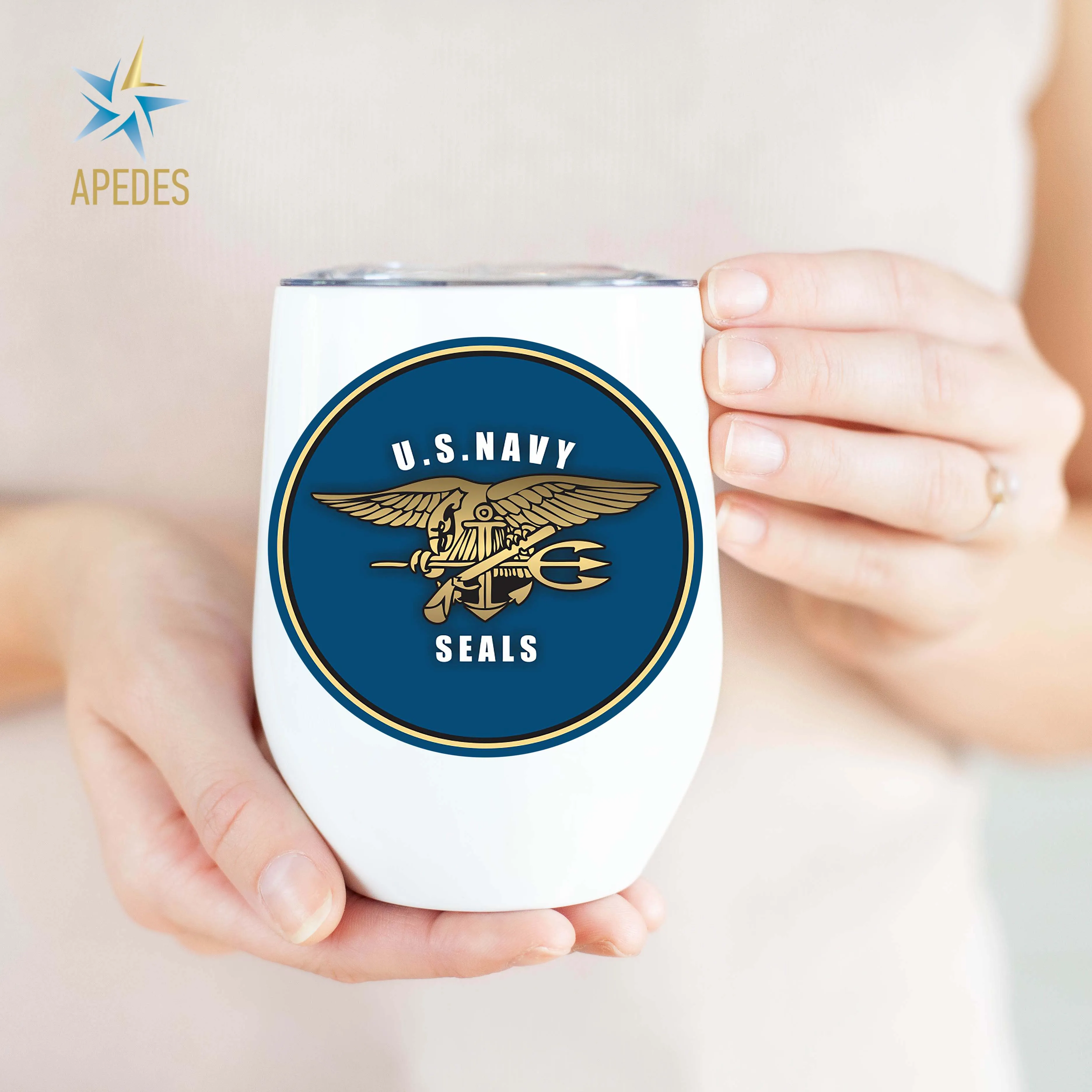 The US Navy Seals Stainless Steel Stemless Wine Cup 12 OZ