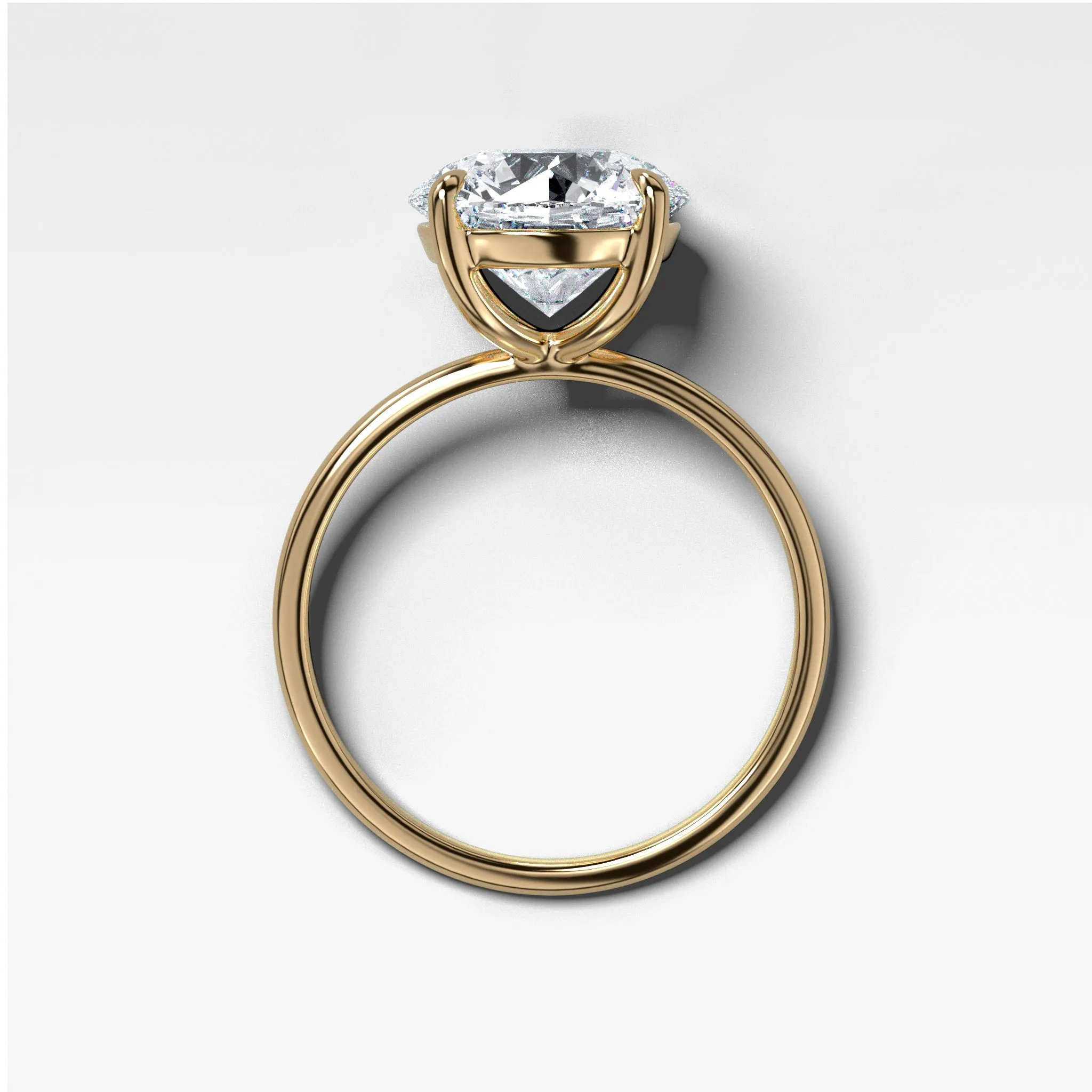 Thin   Simple Solitaire Engagement Ring With Round Brilliant Cut Diamond