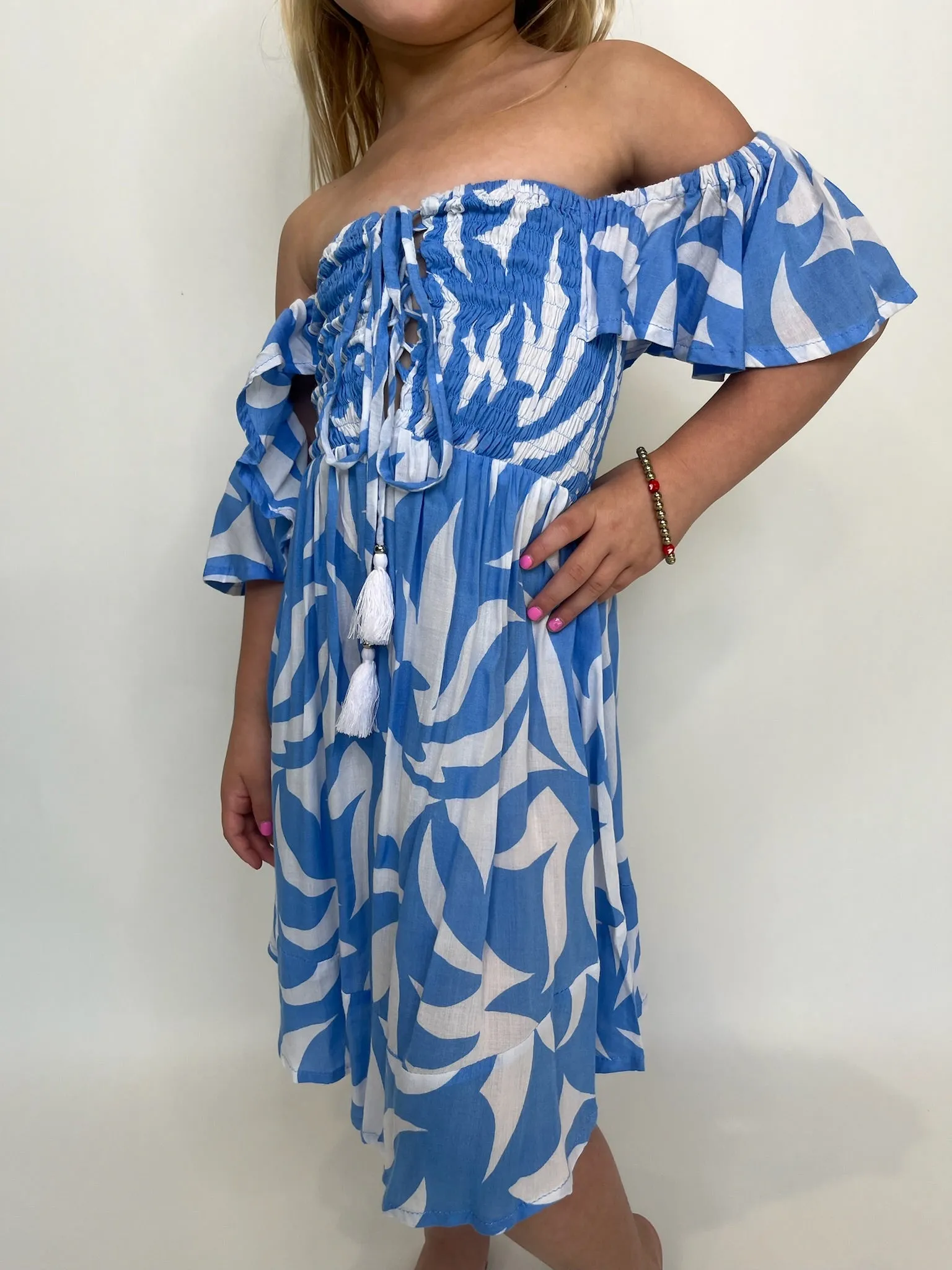Tiare Hawaii Kid Happiness Dress Geo Sky