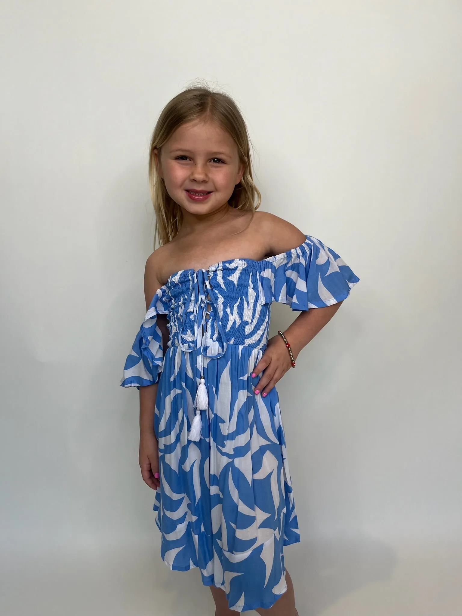 Tiare Hawaii Kid Happiness Dress Geo Sky