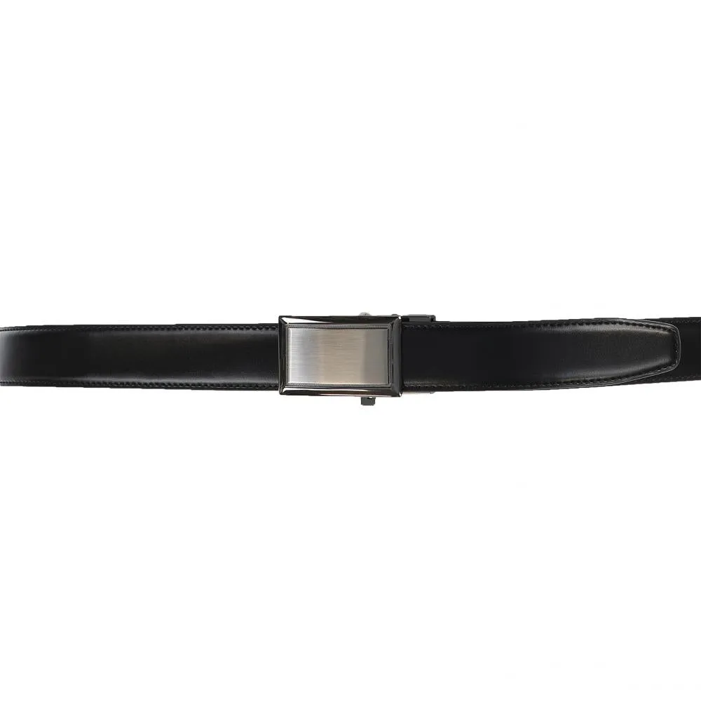 TO Collection Boys Leather Track Belt - Rectangle Brushed Metal BLT-TB-4B