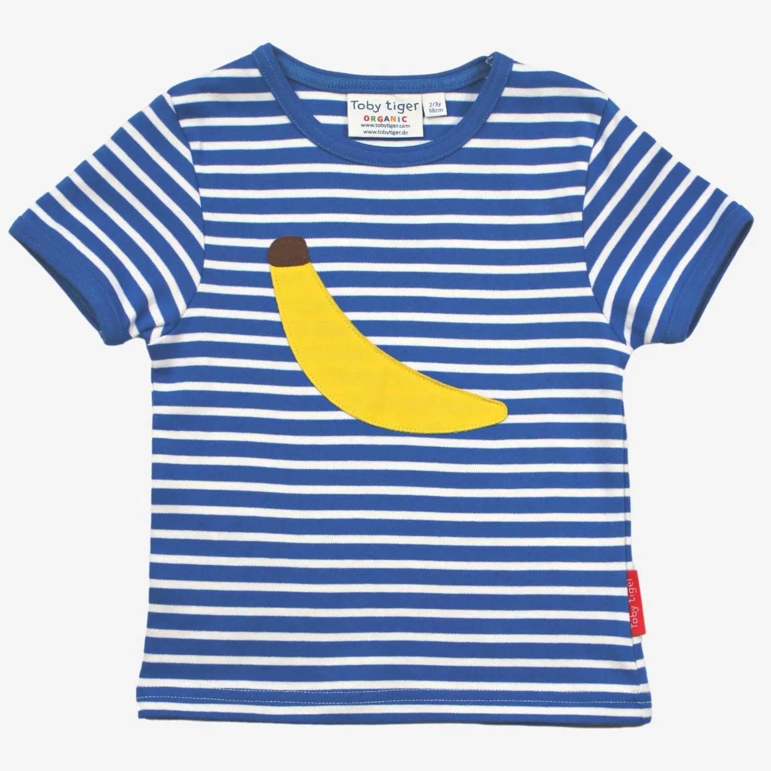 Toby Tiger Organic Striped Banana Applique T Shirt