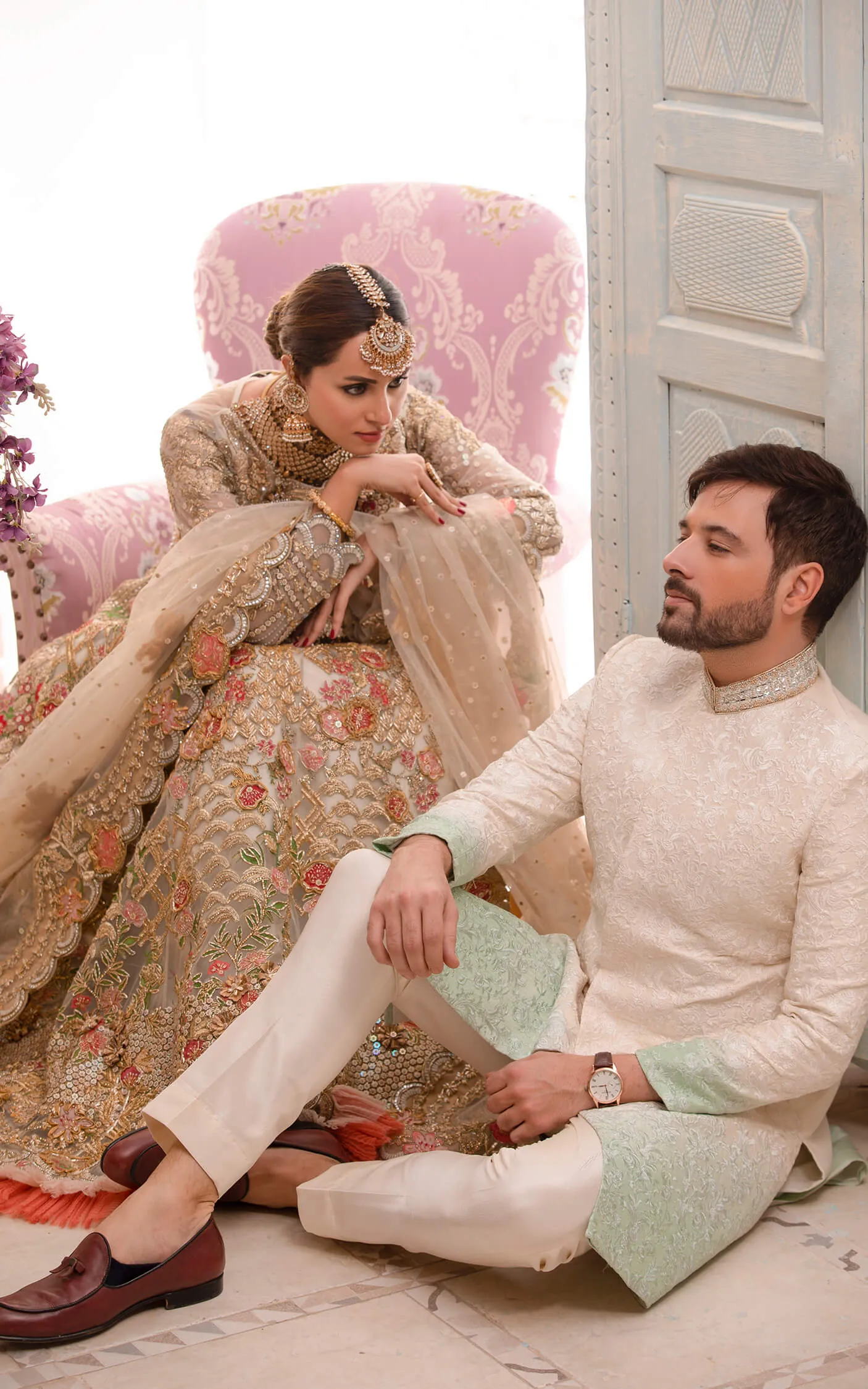Traditional Net Lehenga Choli in Floral Lehenga and Embellished Choli Style Bridal Dress Pakistani #BS641