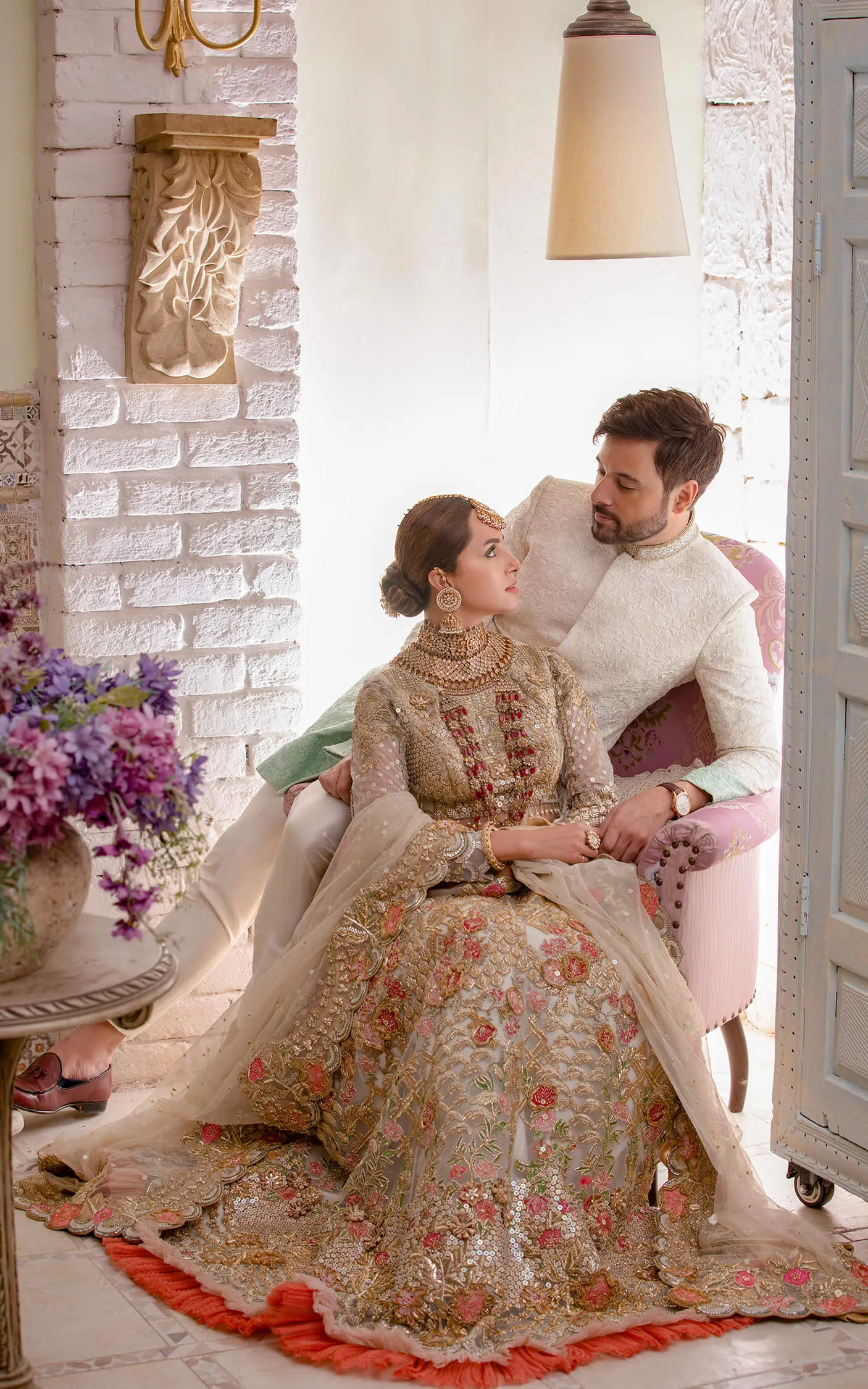 Traditional Net Lehenga Choli in Floral Lehenga and Embellished Choli Style Bridal Dress Pakistani #BS641