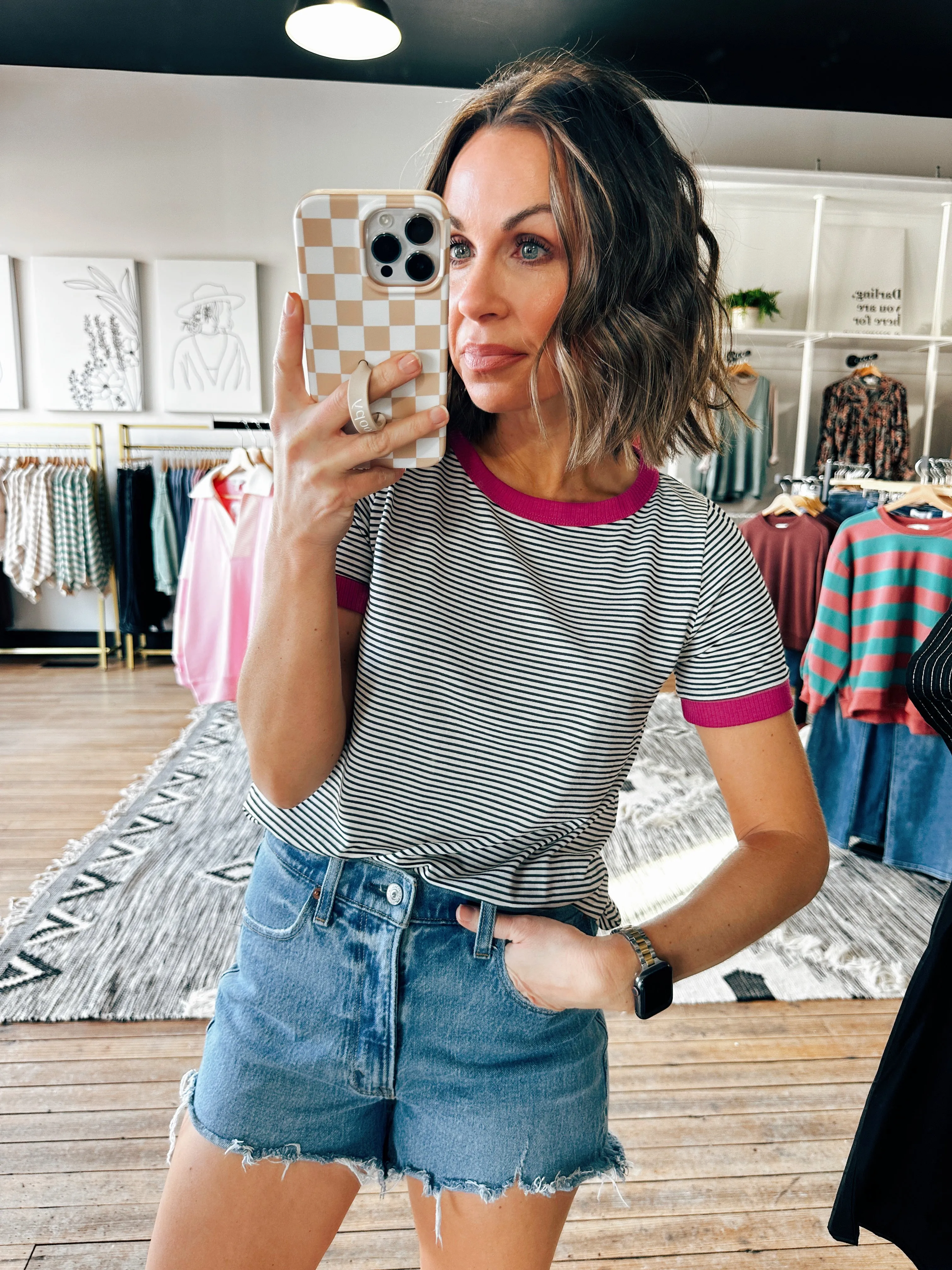 Trish Color Trimmed Tee-2 Colors