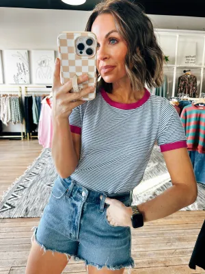 Trish Color Trimmed Tee-2 Colors