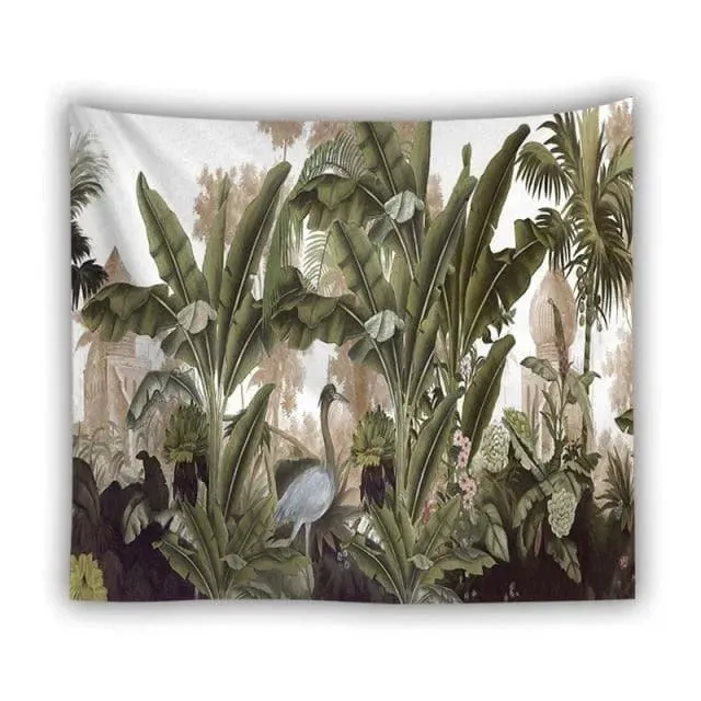 Tropical Leaves in the Jungle Wall Hanging Tapestry