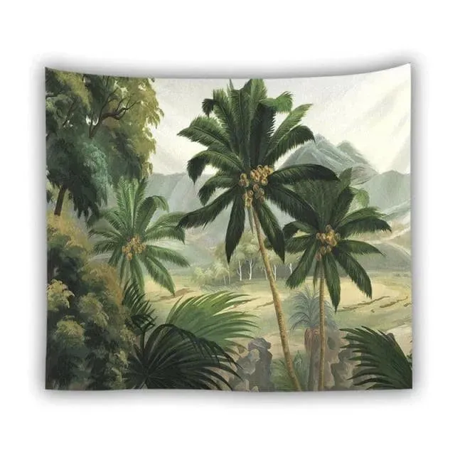 Tropical Leaves in the Jungle Wall Hanging Tapestry