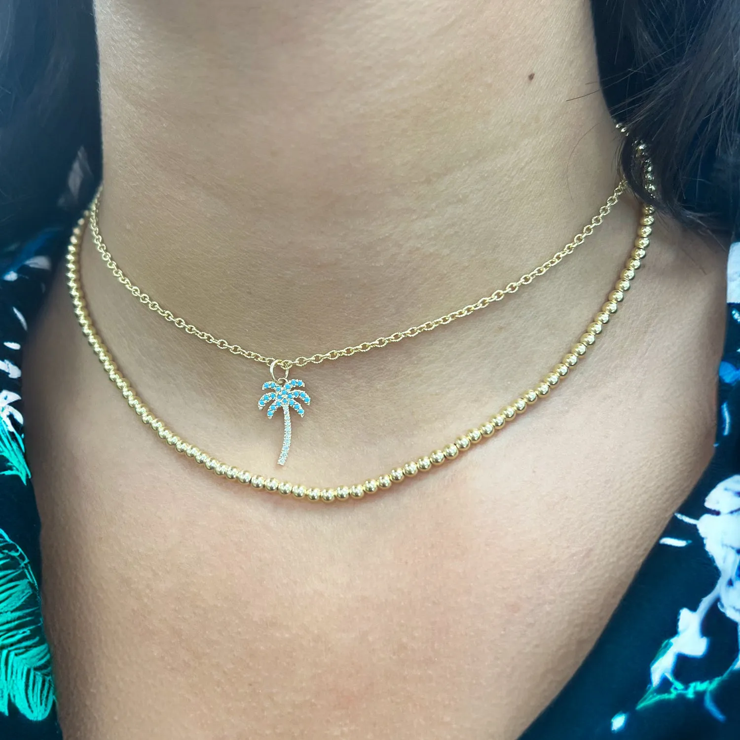 Turquoise and Diamond Palm Tree Charm